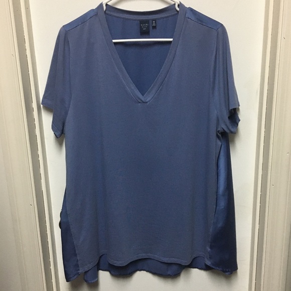 Kaari Blue Curvy two toned powder blue top - Picture 1 of 4